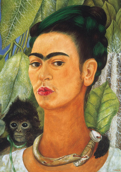 Self Portrait with Monkey by Frida Kahlo Greetings Card